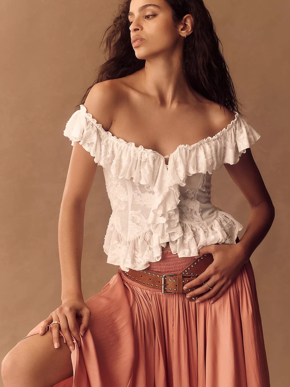 By Anthropologie Off-The-Shoulder Ruffled Top